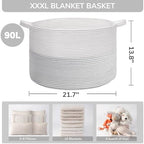 INDRESSME XXXLarge Woven Rope Blanket Basket Living Room White - Image 5