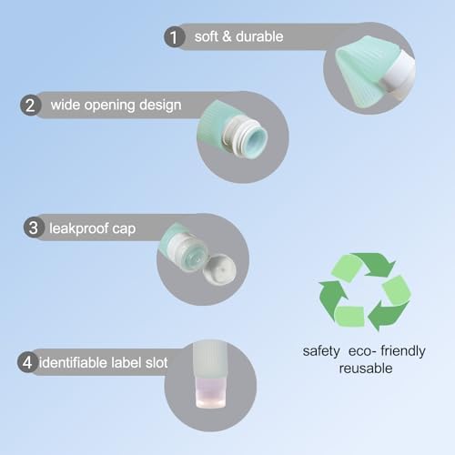 15 Pack Silicone Travel Bottles TSA Approved 3oz, Opal Shaped Leak Proof - Image 4