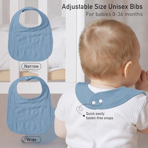 Muslin Bibs for Baby Boy, Adjustable Fit for Drooling and Teething Toddler - Image 5