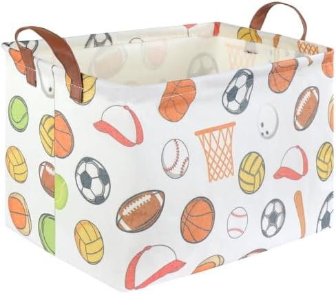 Rectangular Ball basket, Kids Storage Bins, Foldable and waterproof canvas kids by FXOCSHE