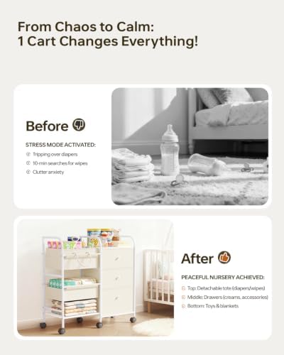 2in1 Baby Diaper Caddy Organizer and Storage Cart - Image 4