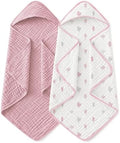 Yoofoss Hooded Baby Bath Towels 2 Pack 100% Muslin Organic Cotton by YOOFOSS