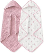 Yoofoss Hooded Baby Bath Towels 2 Pack 100% Muslin Organic Cotton by YOOFOSS