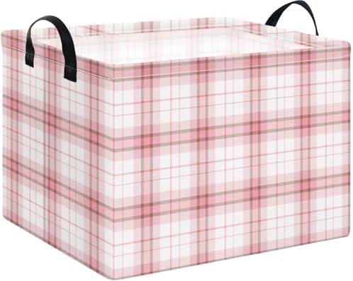 Pink Plaid Waterproof Multipurpose Foldable Storage Cift Basket by NTAOHAMPER