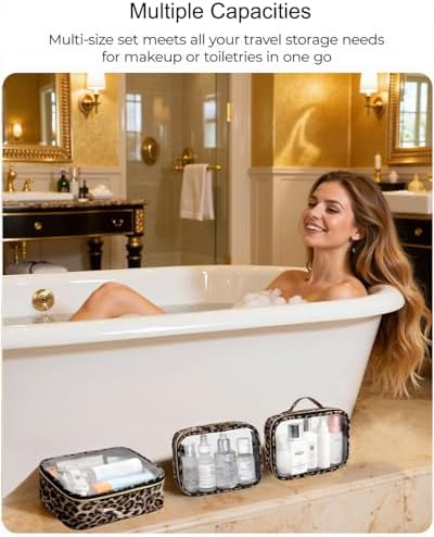 3 Pack Clear Toiletry Bag for Women, TSA Approved Organizer for Travel Size - Image 4