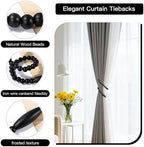 Wood Bead Curtain Tiebacks 2 Pack, No Drill Curtain Holdbacks - Image 3