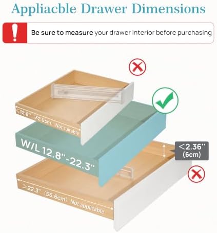 Vtopmart 2.36" Short Upgrade Drawer Dividers 12.8"-22.3" Expandable 8 Pack - Image 3