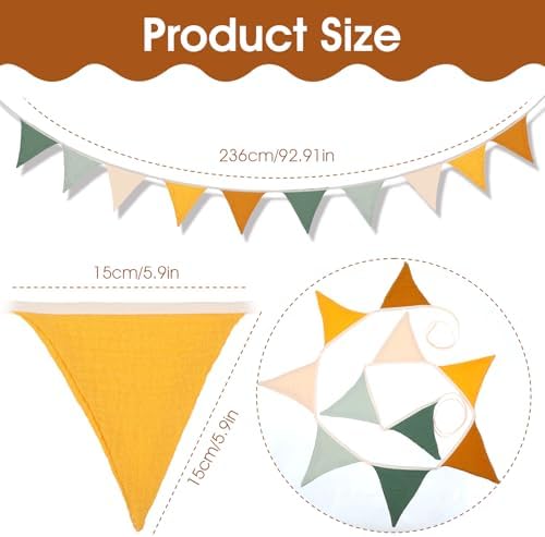 Nogeqi Pennant Banner Flags, Boho Garland Triangle Bunting Banner - Image 4