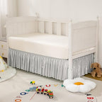 Light Grey Satin Crib Bed Skirt - Image 2