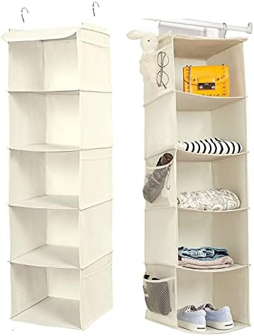 BrilliantJo 5 Shelves Hanging Closet Organizer, 2 Pack Hanging Storage by BrilliantJo