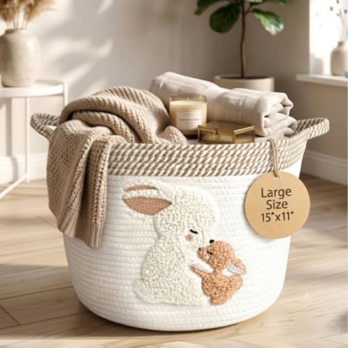 Kid's Storage Basket | 35L Woven Cotton Rope Bin - Image 2