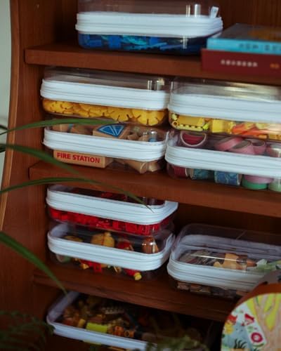 CoiiJoii Zippered Pouch Hard, Stackable Storage Bins, Portable Clear Bin Zipper - Image 2