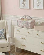 Quilted Fabric Storage Basket Floral Baby Diaper Caddy Quilted Basket Organizer - Image 6