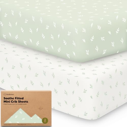 2-Pack Mini Crib Sheets Fitted, 38x26 Pack N Play Mattress Sheets by KeaBabies
