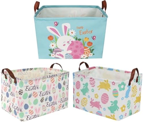 Sanjiaofeng Rectangular3Pack Easter baskets, Kids Easter Storage Bins by Sanjiaofen