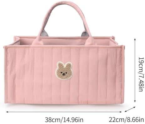 Quilted Fabric Storage Basket Floral Baby Diaper Caddy Quilted Basket - Image 4