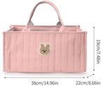 Quilted Fabric Storage Basket Floral Baby Diaper Caddy Quilted Basket - Image 4