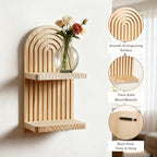 Artilady Boho Shelf Wall Decor, Wood Hanging Shelves - Image 3