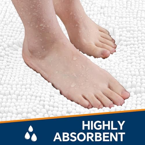 Chenille Bathroom Rug 40"x60" White, Large Plush Bath Mat - Image 4