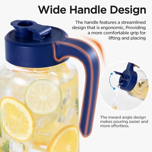 Mason Jar Pitcher, 64 oz, Glass Pitcher - Image 2