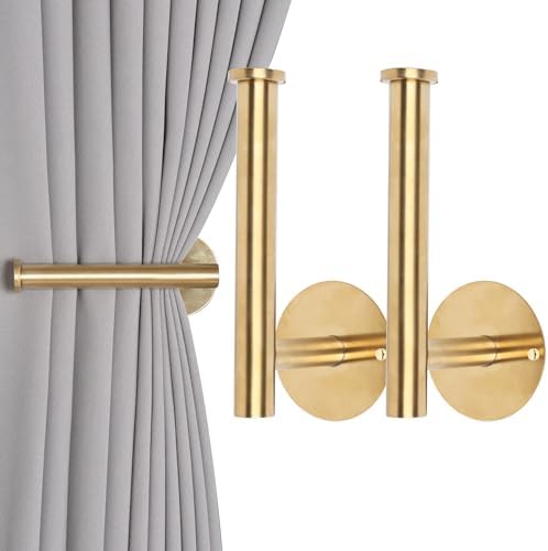 Groleca 2 Pack Curtain Holdbacks No Drill Self-Adhesive/Screw-in Curtain by GROLECA