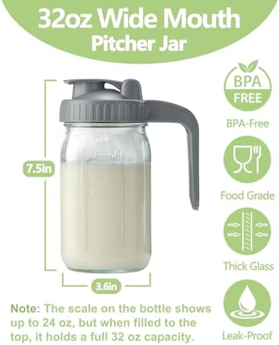 32oz Glass Pitcher with Lid & V-shaped Pour Spout - Image 2