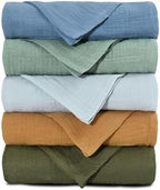 Muslin Receiving Blankets 5 Pack, Soft Swaddle Wraps by LYRICHOMBABY
