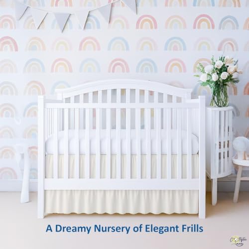 Cottington Lane Ivory Crib Skirt Dust Ruffle 14" Drop, Fits 28" x 52" - Image 3