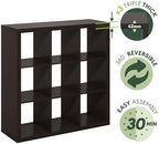 Furinno Cubicle Book Shelf, 9-Cube Bookshelf, Triple Thick Frame Cube Storage - Image 5