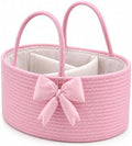 Hushee Pink Bow Baby Diaper Caddy Organizer Bag Basket by Hushee