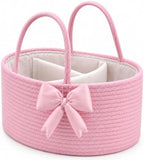 Hushee Pink Bow Baby Diaper Caddy Organizer Bag Basket by Hushee