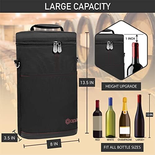 opux 2 Bottle Wine Carrier Tote, Insulated Leakproof Wine Cooler Bag, Wine - Image 3