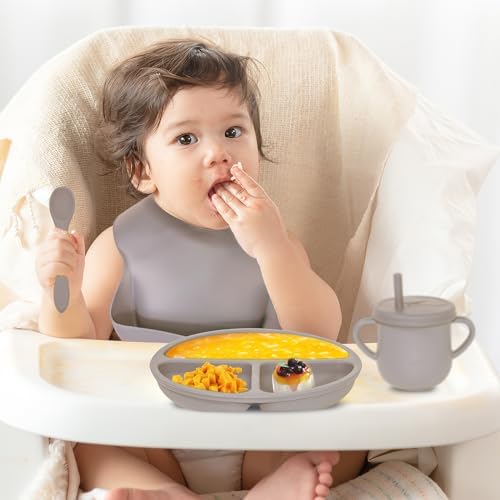 100% Silicone Baby Feeding Set, BPA Free, Divided Plate, Toddler Self Feeding - Image 6