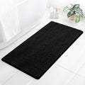 Chenille Bathroom Rug 26"x44" Black, Non-Slip Plush Bath Mat by Kildoss
