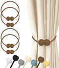 Hion Magnetic Curtain Tiebacks Dark Brown 4pcs, Curtain Holdbacks Hooks by Hion