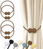 Hion Magnetic Curtain Tiebacks Dark Brown 4pcs, Curtain Holdbacks Hooks by Hion