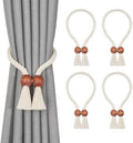 NICEEC 4 Pack Wooden Ball Magnetic Curtain Tiebacks Boho Home Decor Drape Tie by NICEEC