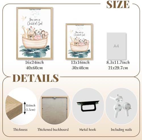 Clicyre Noahs Ark Nursery Wall Decor, Christian Baby Room Wall Art 12x16In - Image 7