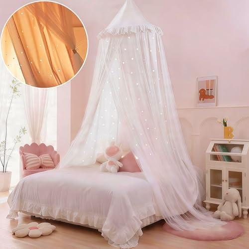 Princess Bed Canopy for Girls, Double Layer Canopy Fits Twin/Full Bed - Image 3
