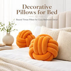 Petrella Orange Knot Pillow Ball, 8 Inch Round Decorative Pillow - Image 5