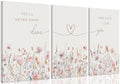 3Pcs Wildflower Nursery Canvas Wall Art Flower Botanical Sentence Poster by JBZDD