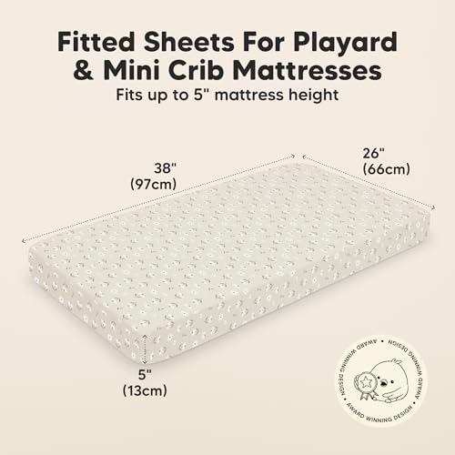 2-Pack Mini Crib Sheets Fitted, 38x26 Pack N Play Mattress Sheets - Image 3