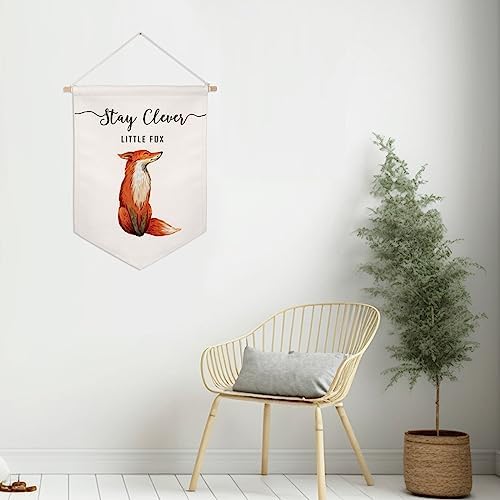 Stay Clever Little Fox Pennant Banner, Canvas Wall Hanging - Image 3