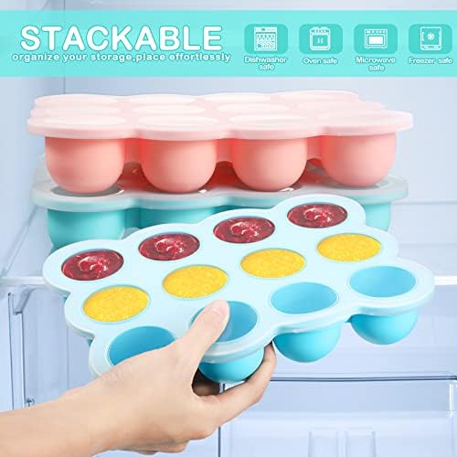 Potchen 3 Pcs Baby Food Storage Container 12 Cup Silicone Baby Food Freezer Tray - Image 5