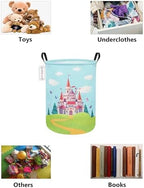 Foldable Waterproof Round Fabric Laundry Basket Home, Forest Castle - Image 3