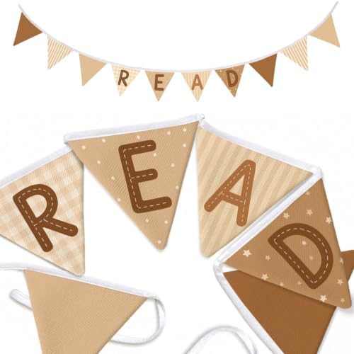 Reading Corner Decor Banner Neutral Brown READ Sign Garland Flags by Unknown