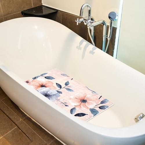 Shower Mat Non Slip 26.8 x 15.1 Inches, Dragonflies Flower Bathtub Mat Shower - Image 5