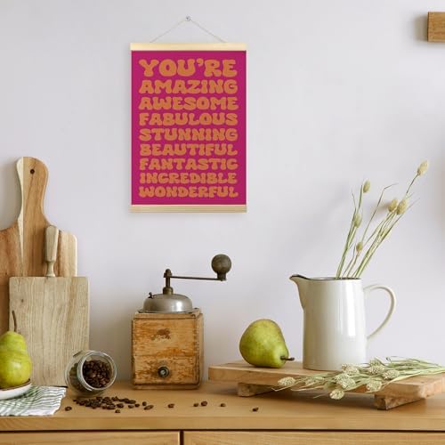 TLESKE Orange and Pink Retro Inspirational Poster Hanger Frame, Hot Pink Trendy - Image 6