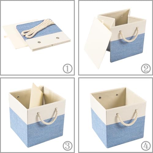 PRANDOM Large Foldable Cube Storage Bins 11x11 inch Fabric Linen Storage - Image 6