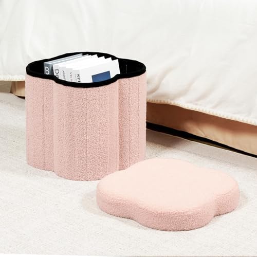 B FSOBEIIALEO Storage Ottoman Cube, Flowers Shaped Ottomans - Image 2